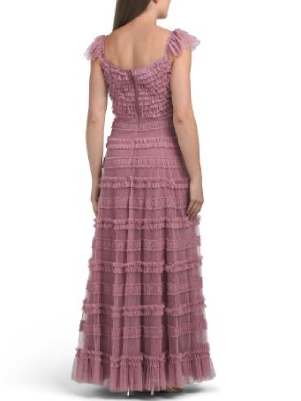 MAC DUGGAL Square Neck Micro Ruffle Gown - Picture 2 of 5